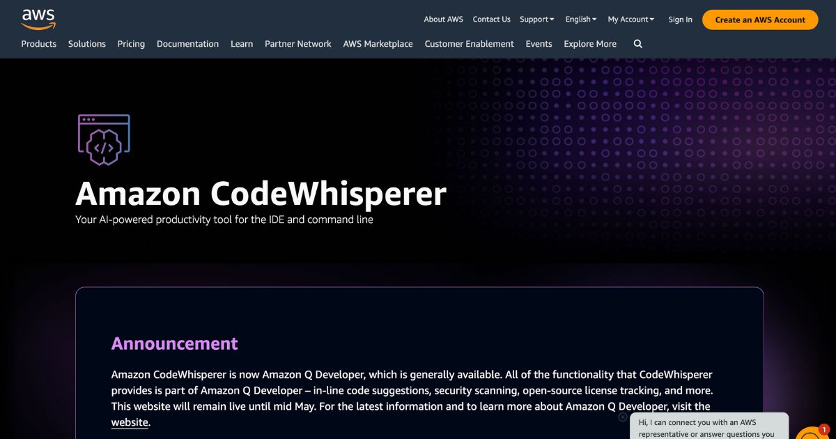 Amazon CodeWhisperer : assistance IA pour le codage