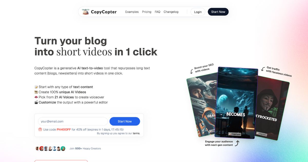 CopyCopter : transformez instantanément votre blog en vidéos virales
