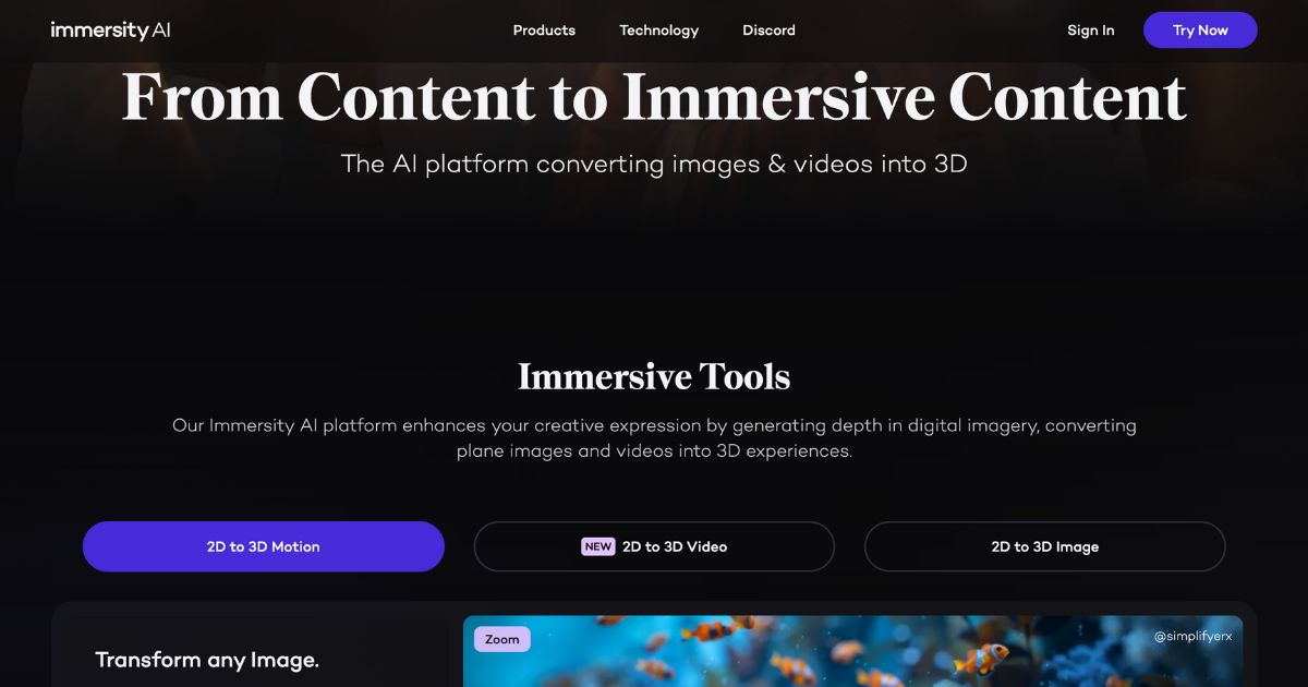 ImmersityAI : transformer le contenu 2D en expériences 3D immersives