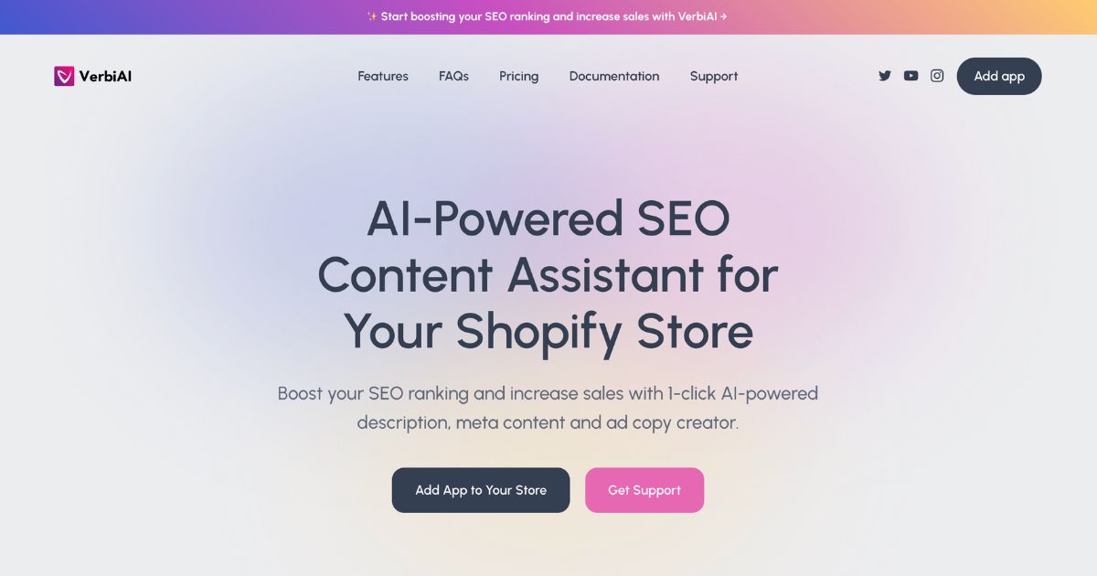 VerbiAI : assistant IA pour Shopify SEO