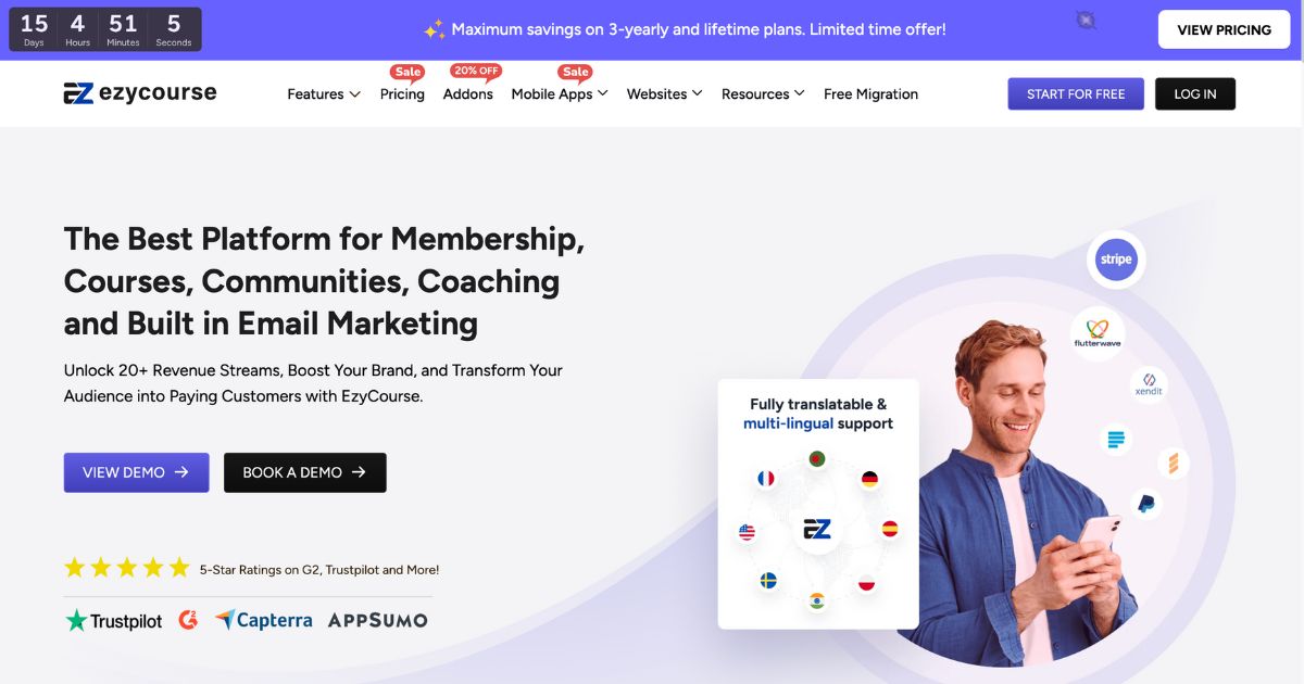 EzyCourse: AI platform for membership, courses, communities, coaching and built in email marketing