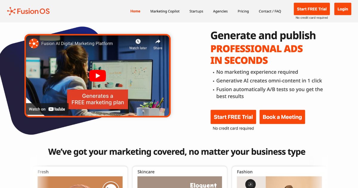 FusionOS: Professional ads generated in seconds