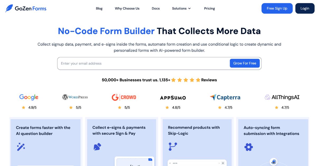 GoZenForms: No-code form builder that collects more data