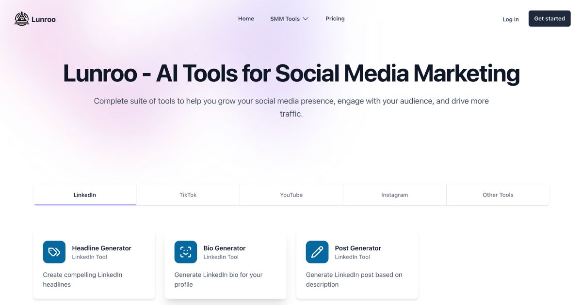 Lunroo: AI tools for social media marketing