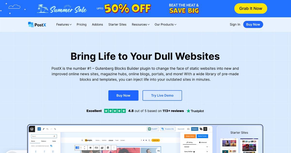 PostX: Bring life to your dull websites