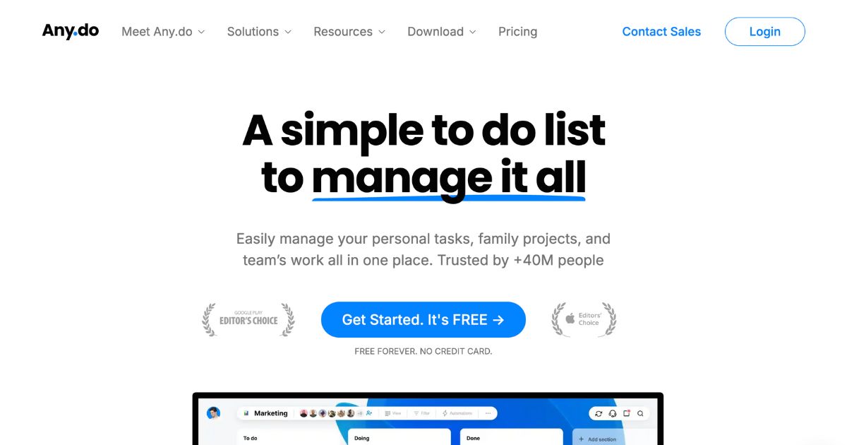 AnyDo: Task management tool for business professionals