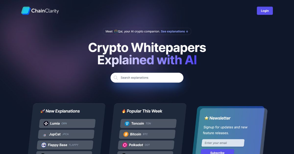 ChainClarity: Cryptocurrency whitepaper AI tool