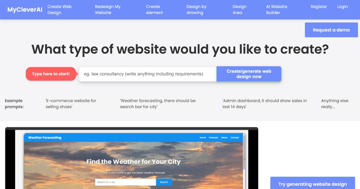 MyCleverAI: AI-powered website design generator