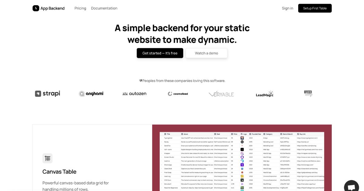 AppBackend: Simple dynamic website backend