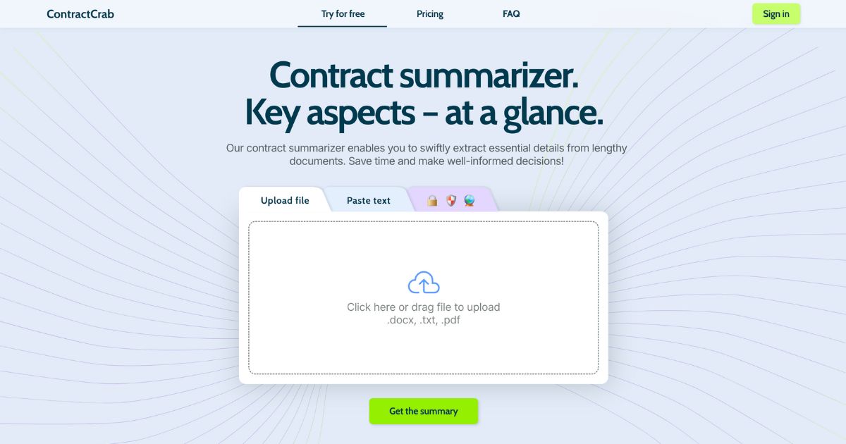 ContractCrab: Contract summarizer for efficient contract management