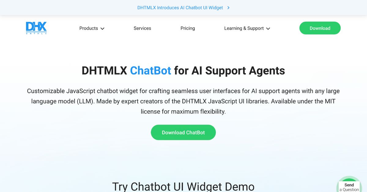 DHTMLX ChatBot: Customizable AI support agent widget