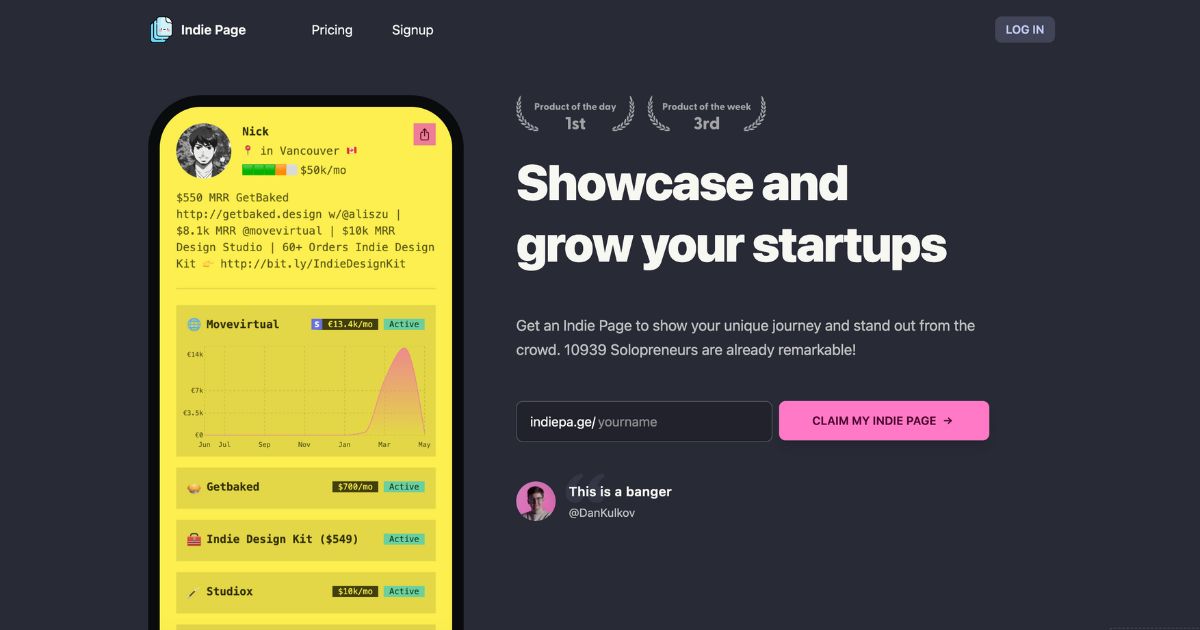 IndiePage: Startups showcase and growth