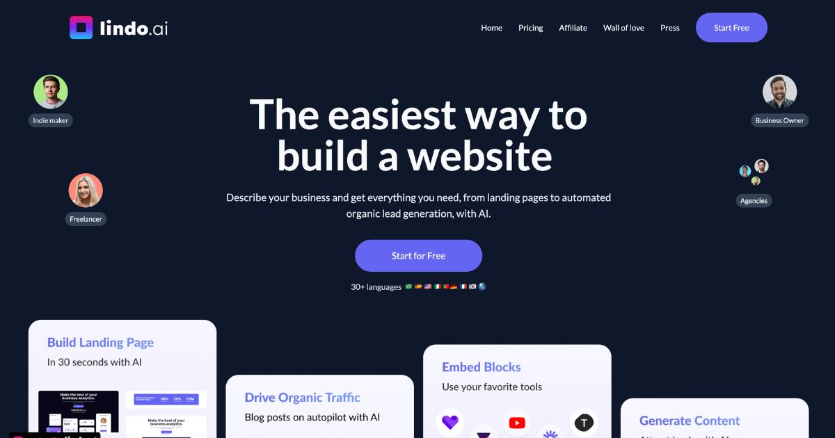 LindoAI: AI-powered website builder