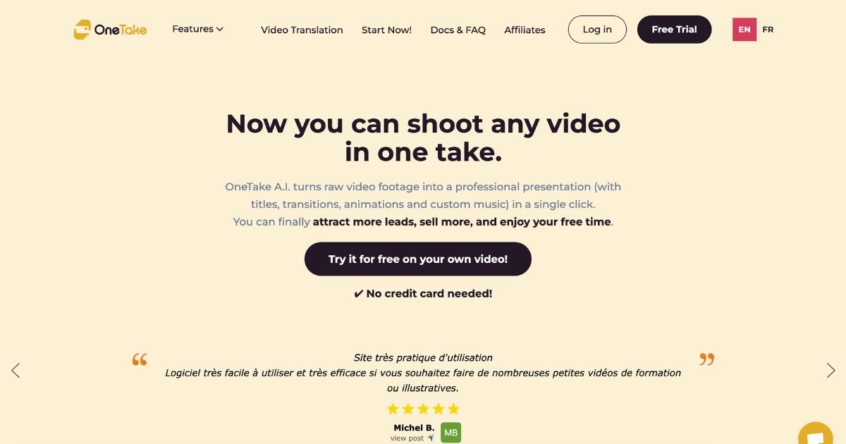 OneTake: Professional video in one click – Dynamic Business