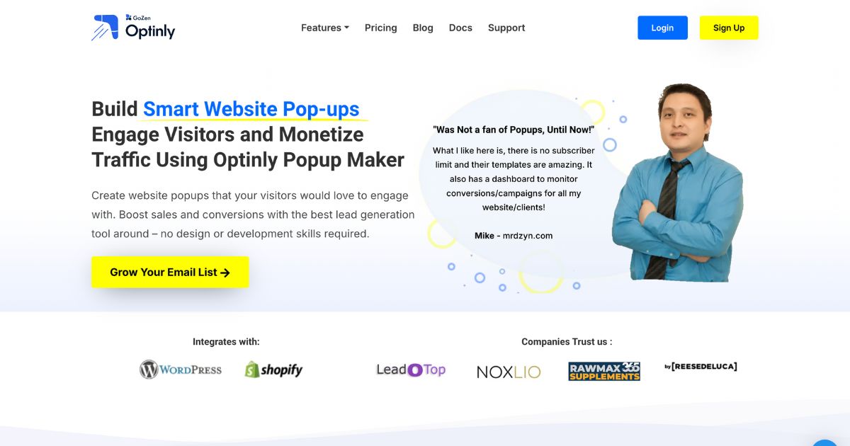 Optinly: Smart website pop-ups