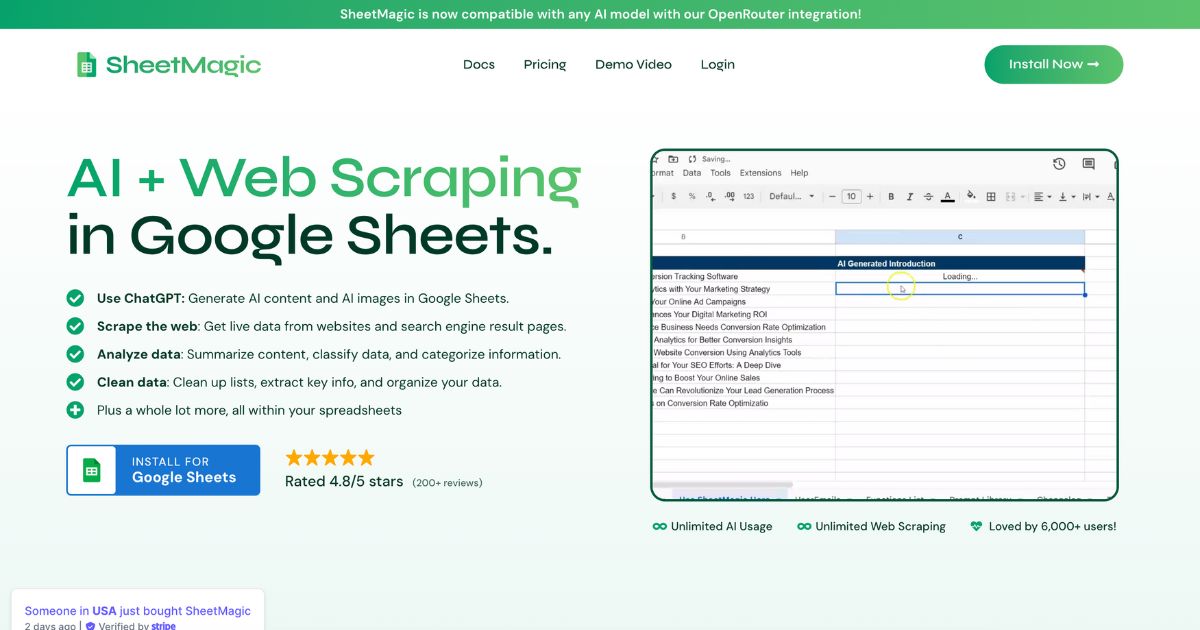 SheetMagic: AI-powered Google sheets tool