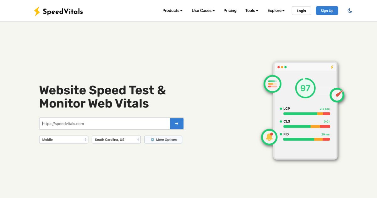 SpeedVitals: Website performance analysis tool