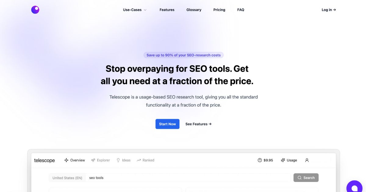 Telescope: Affordable SEO research tool