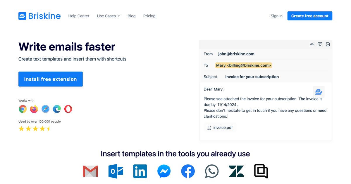 Briskine: Email efficiency tool