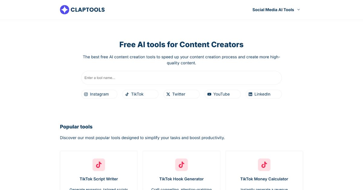 ClapTools: Free AI content creation tools