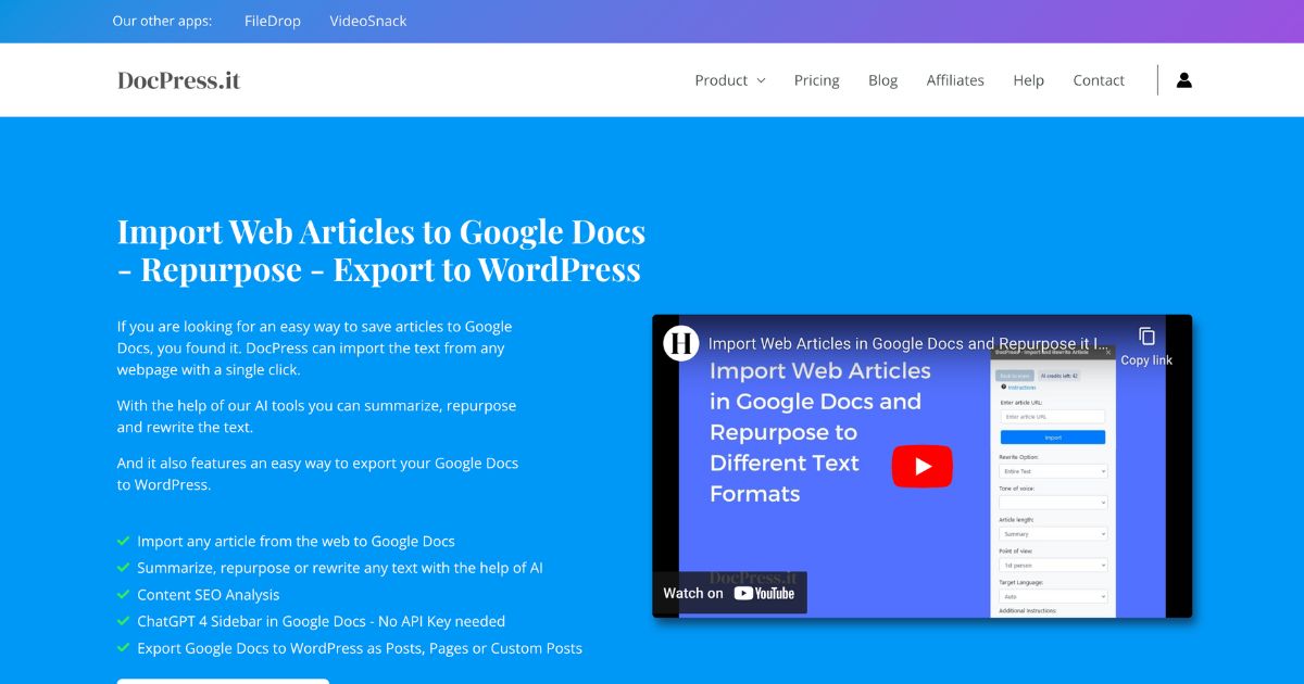 DocPress: Smart SEO content writing