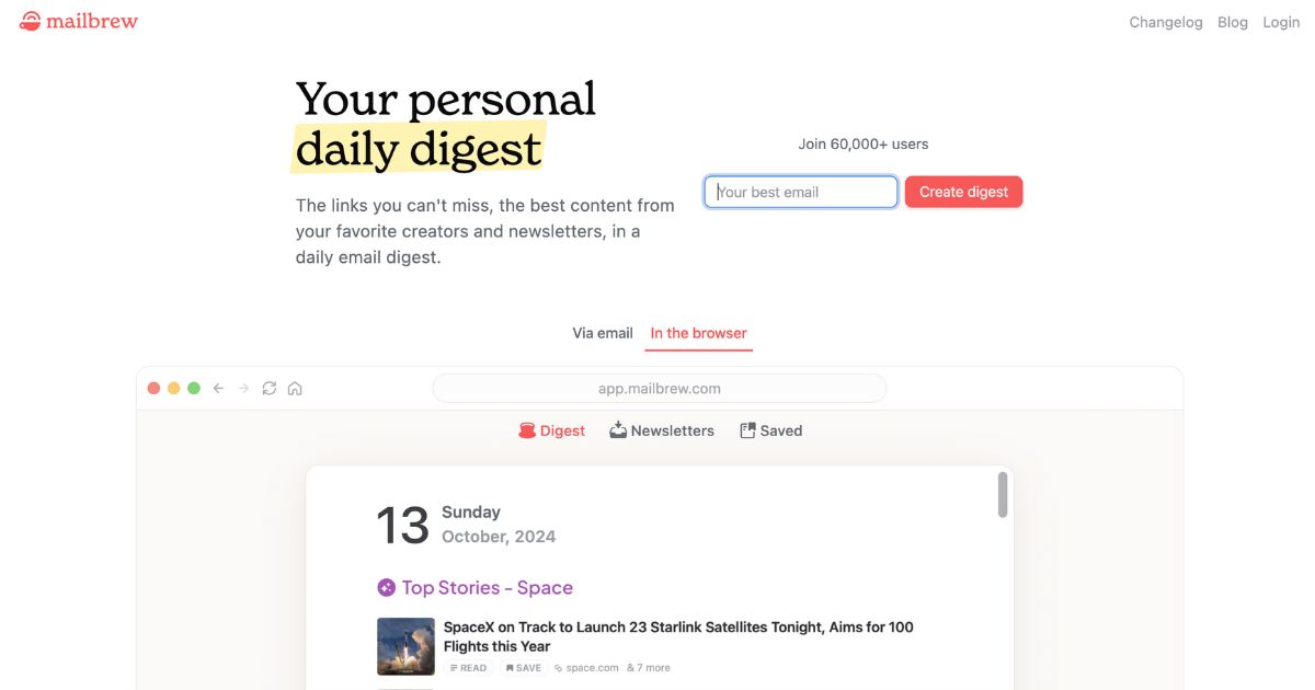 MailBrew: Personalized daily digests