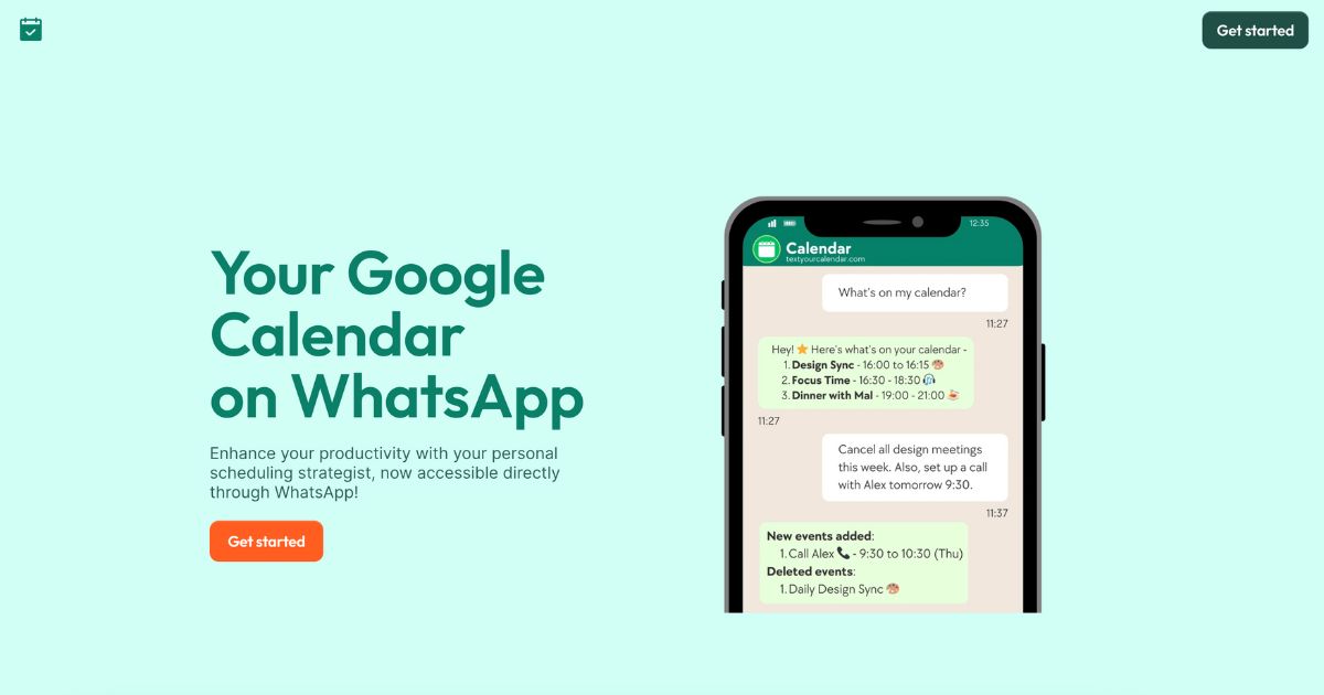 TextYourCalendar: Personal scheduling on WhatsApp – Dynamic Business