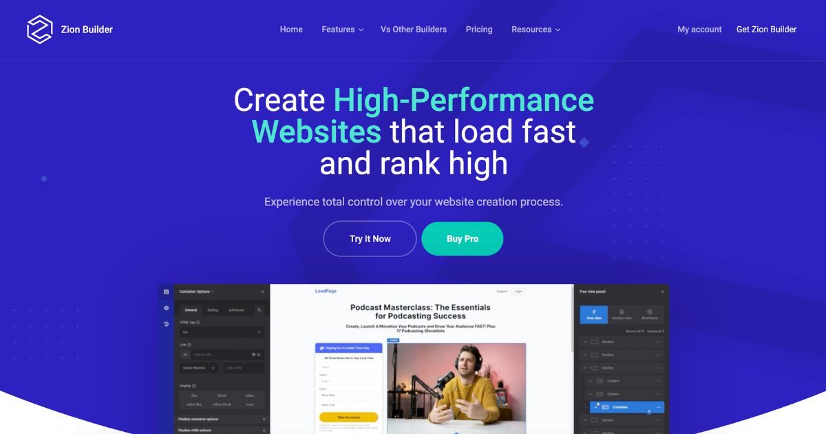 ZionBuilder: High-performance website creation tool