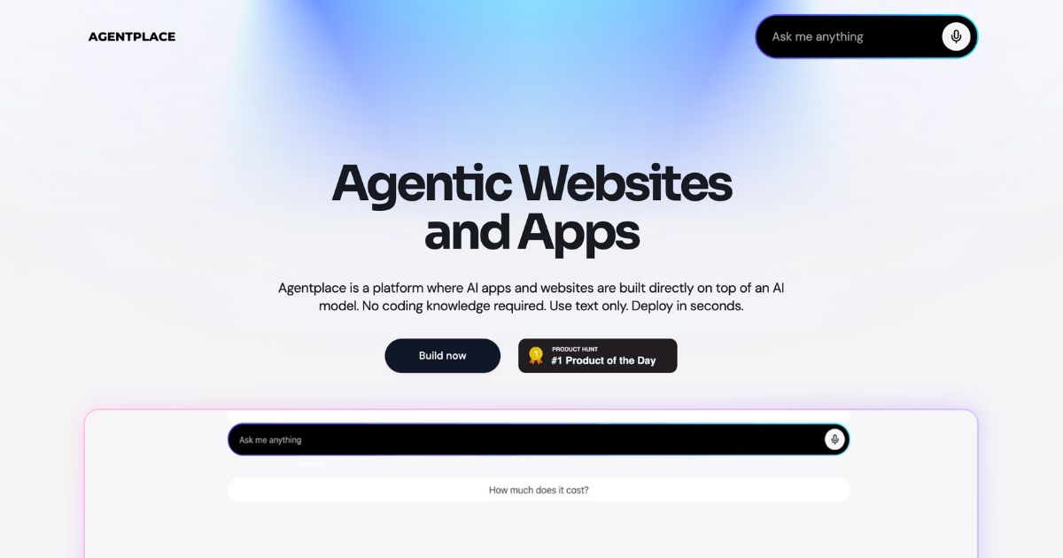 AgentPlace: AI platform for interactive websites and apps