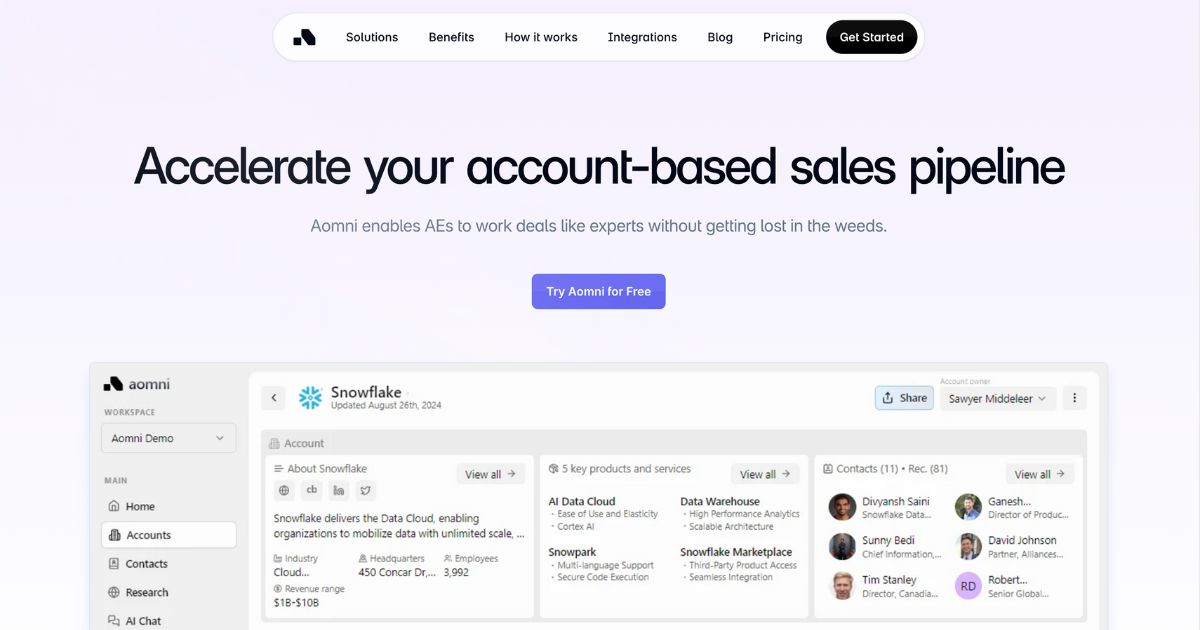 Aomni: AI sales research assistant