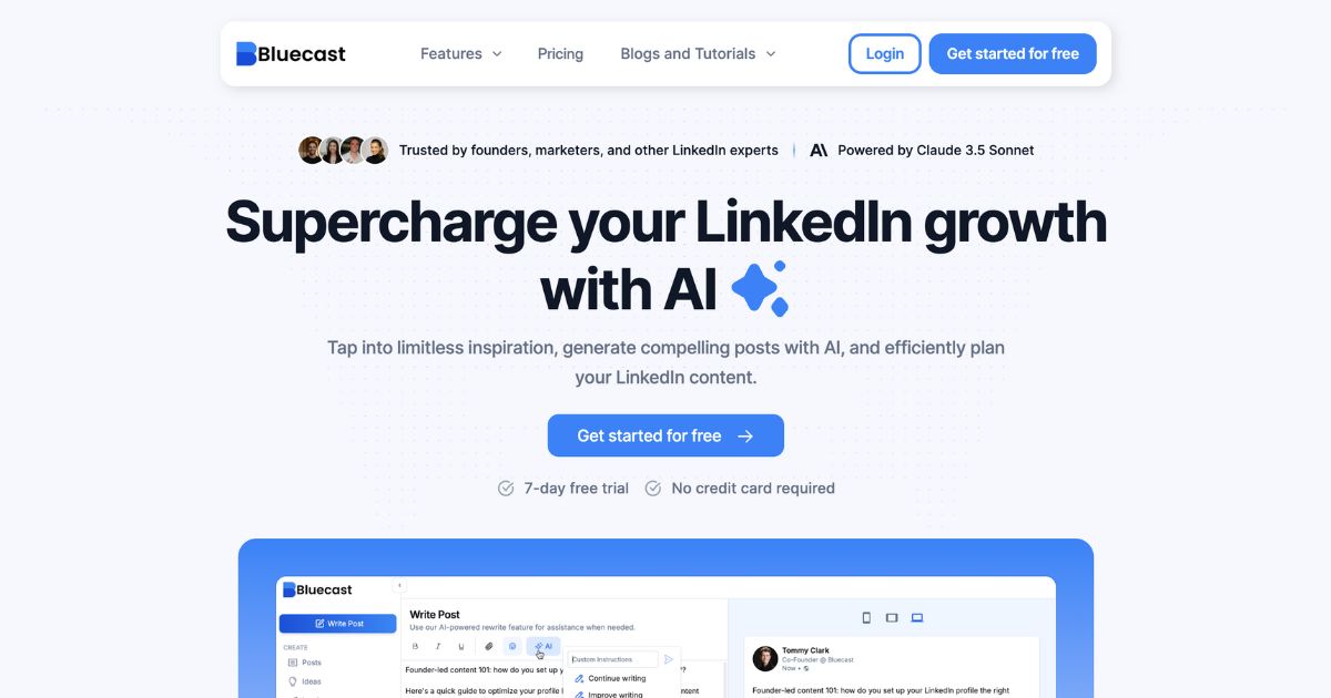 BlueCast: AI for LinkedIn growth and management