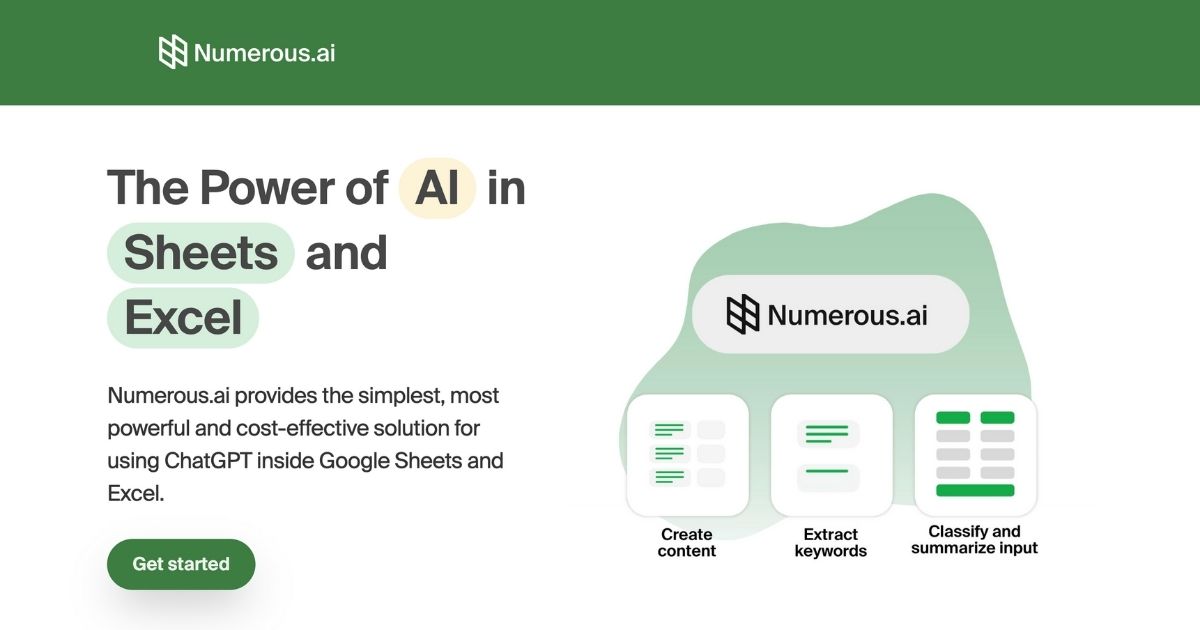 NumerousAI: AI-powered excel and sheets