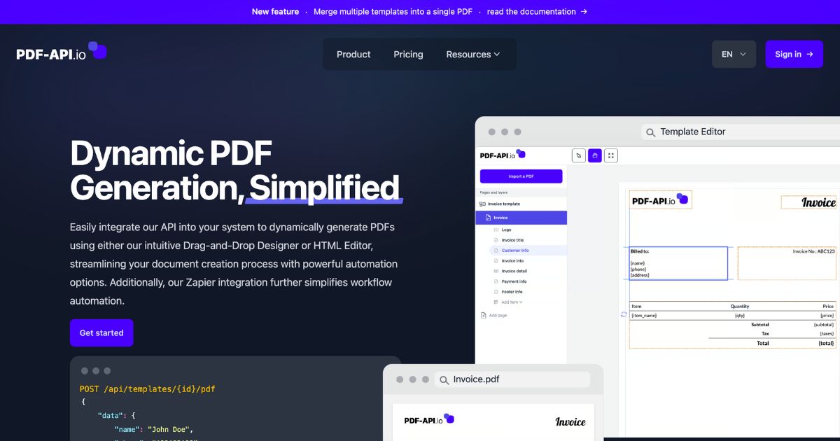 pdfAPI: Streamlined PDF generation tool