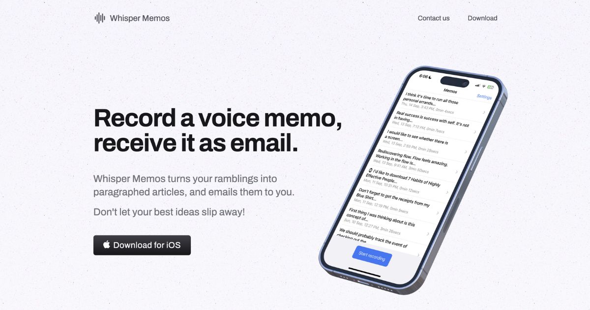 WhisperMemos: Voice memo to article tool