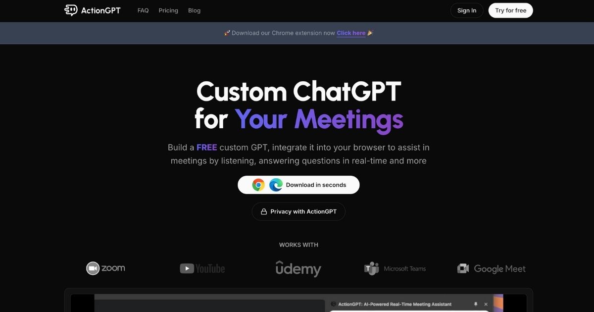 ActionGPT: AI assistant for meetings