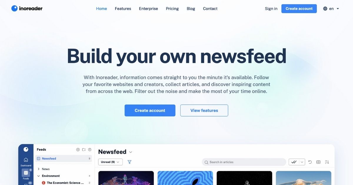 Inoreader: Personalized newsfeed