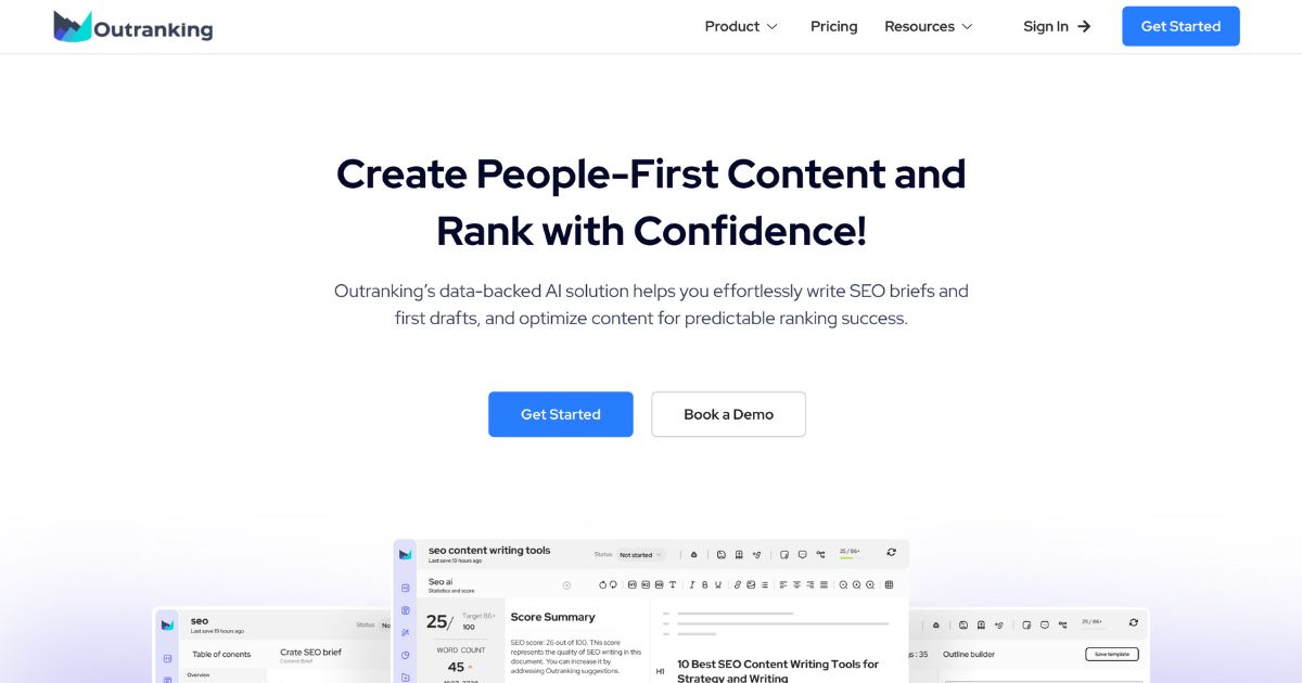 Outranking: SEO content writing and optimization tool