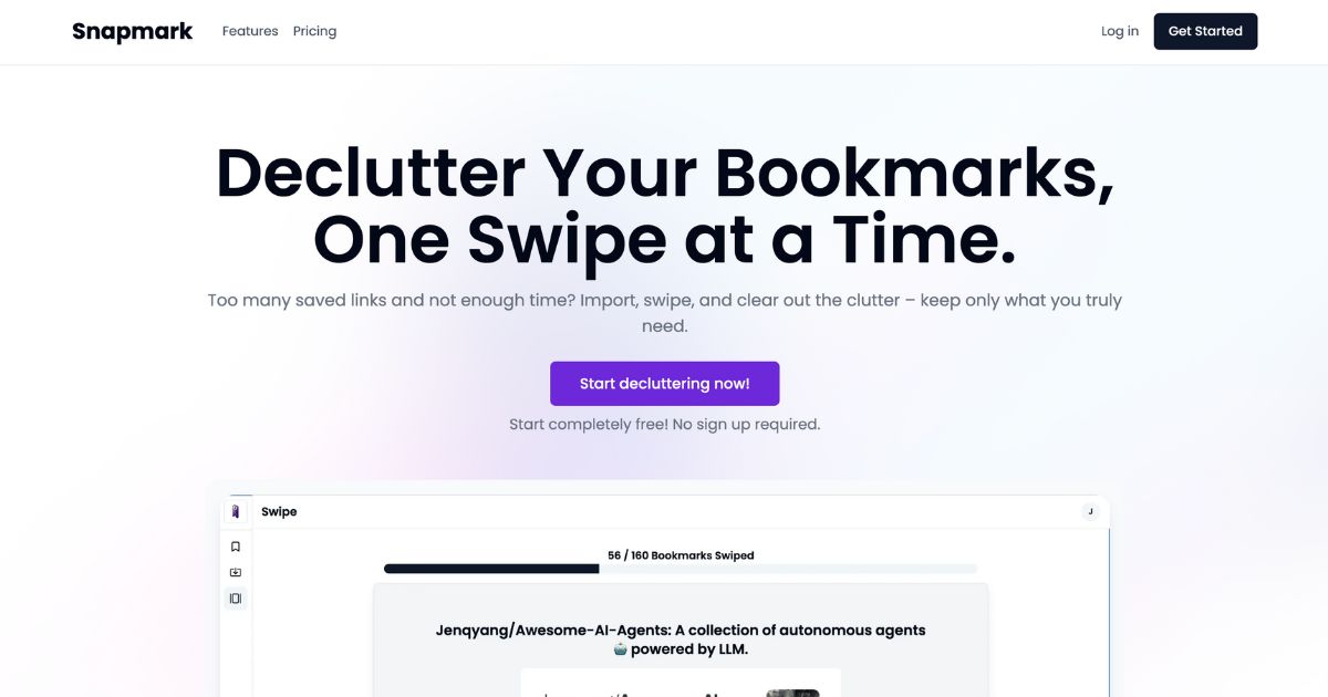 Snapmark: Effortlessly declutter bookmarks