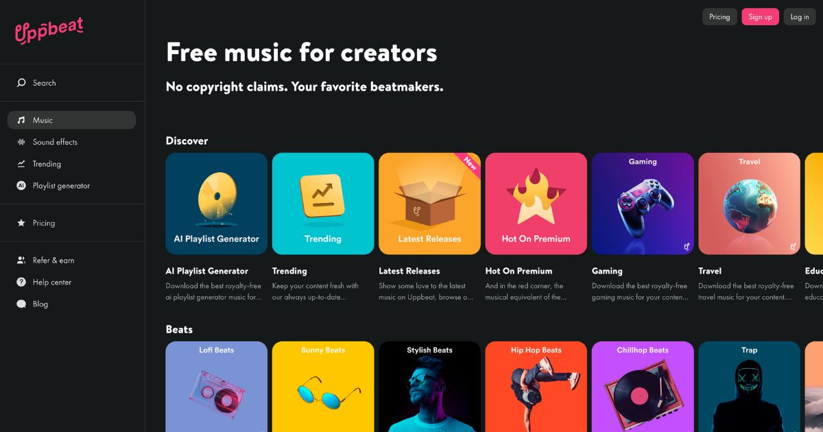 Uppbeat: AI playlist generator for creators