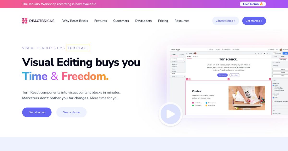 ReactBricks: Visual headless CMS