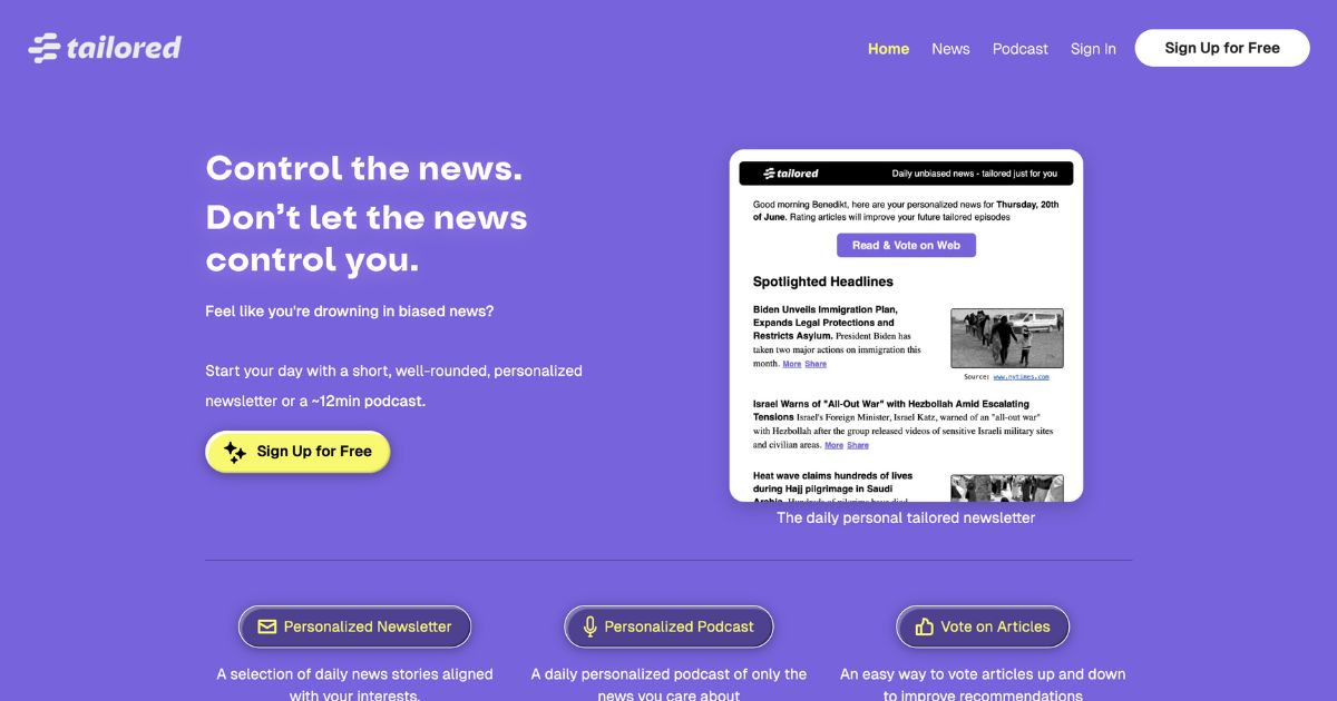 Tailored: Personalized news summary tool