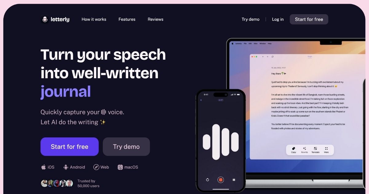 Letterly: Voice to text tool