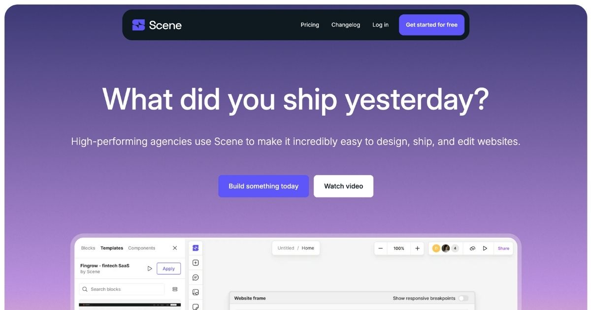 Scene: Website design tool