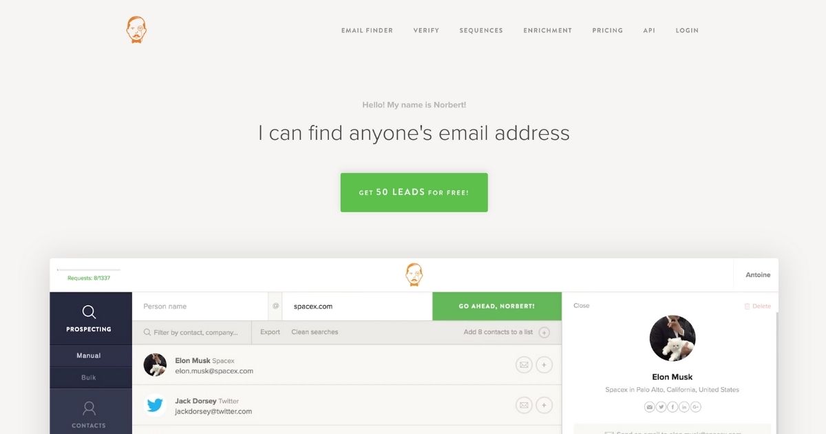 VoilaNorbert: Email finder