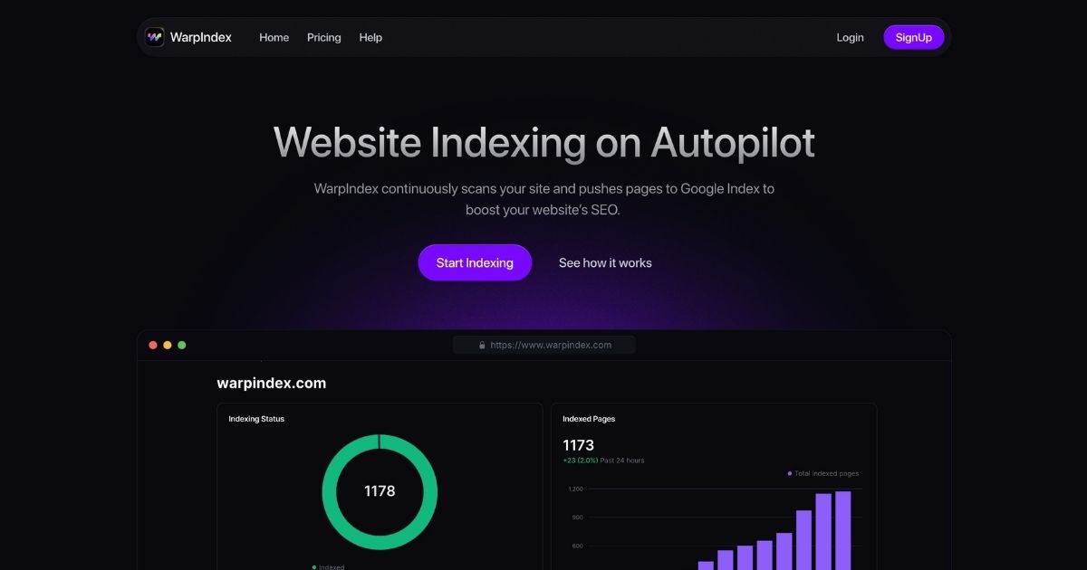 WarpIndex: Website indexing tool