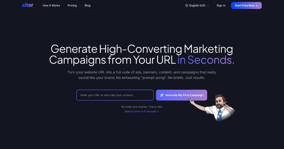 Aiter.io: AI を活用したマーケティング資産の生成 – ダイナミックなビジネス Aiter.io: AI を活用したマーケティング資産の生成 – ダイナミックなビジネス