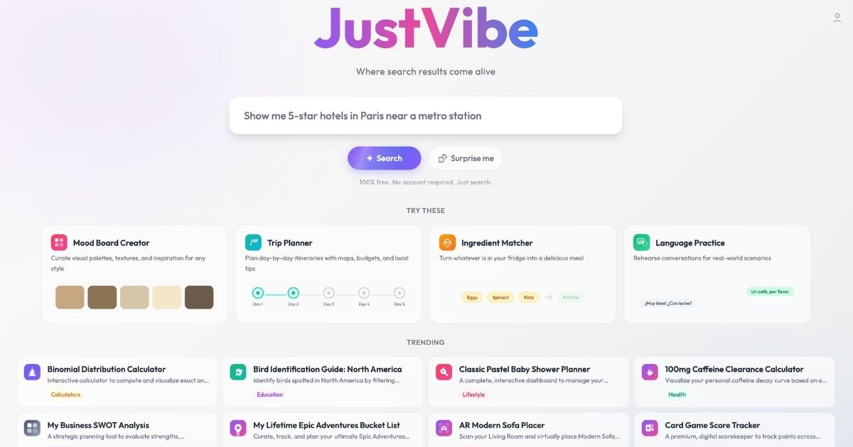JustVibe: AI を活用したカスタム アプリケーション ジェネレーター – ダイナミックなビジネス JustVibe: AI を活用したカスタム アプリケーション ジェネレーター – ダイナミックなビジネス